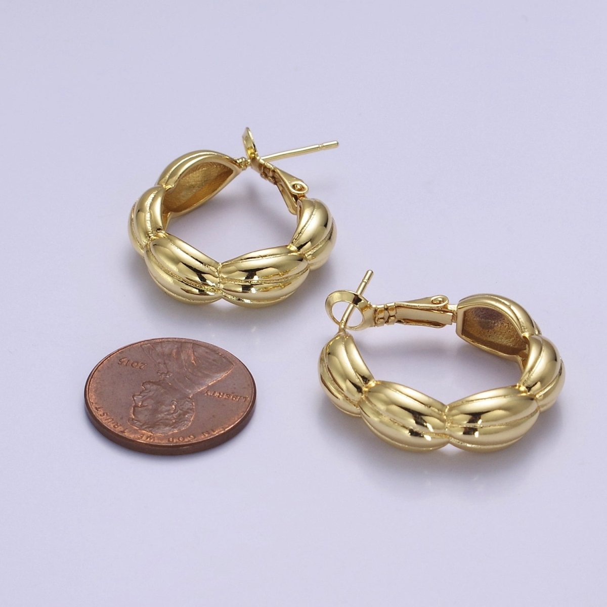 Big Chunky Gold Shell Hoop Earring V-109