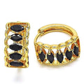 Boucles d'oreilles Black Halo 5 rangs Huggie ovales pierres de laboratoire en or jaune