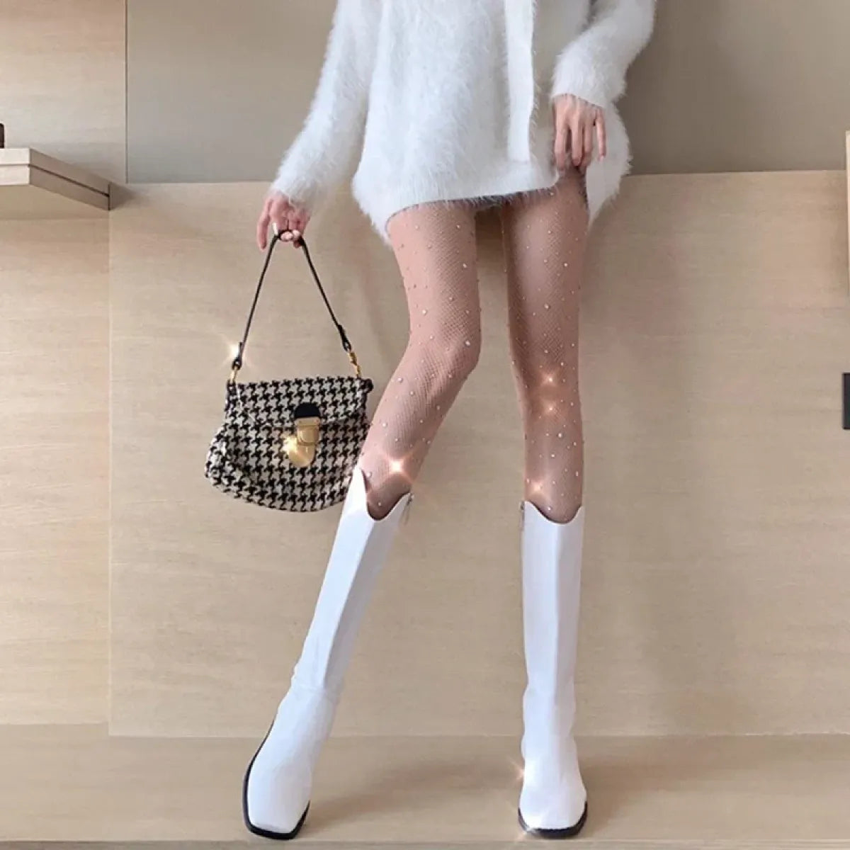 Black Lolita Fishnet Body High Socks