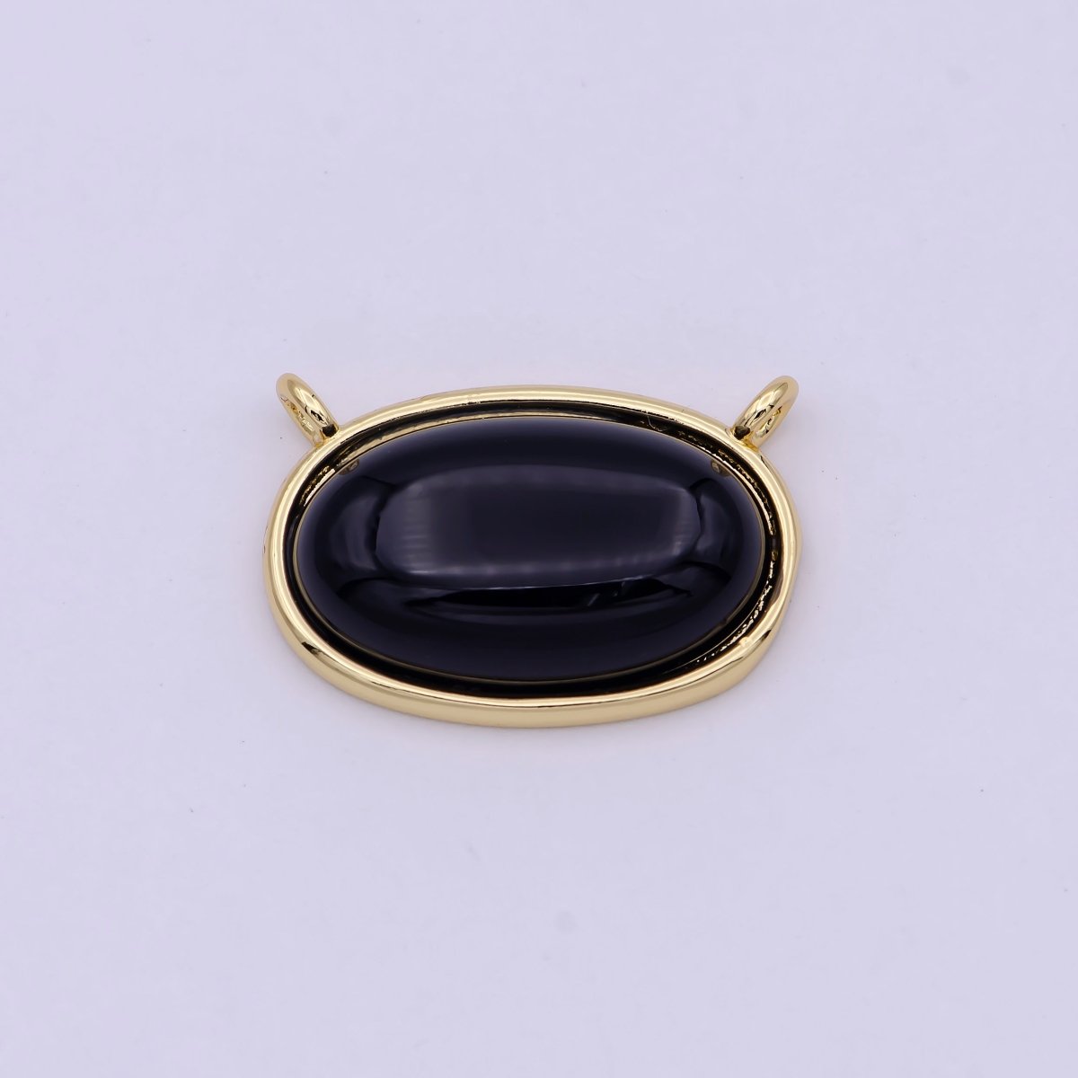 Black onyx Charm Connector Classic vintage Oval crystal protection gemstone stone pendant necklace jewelry for women Y-425