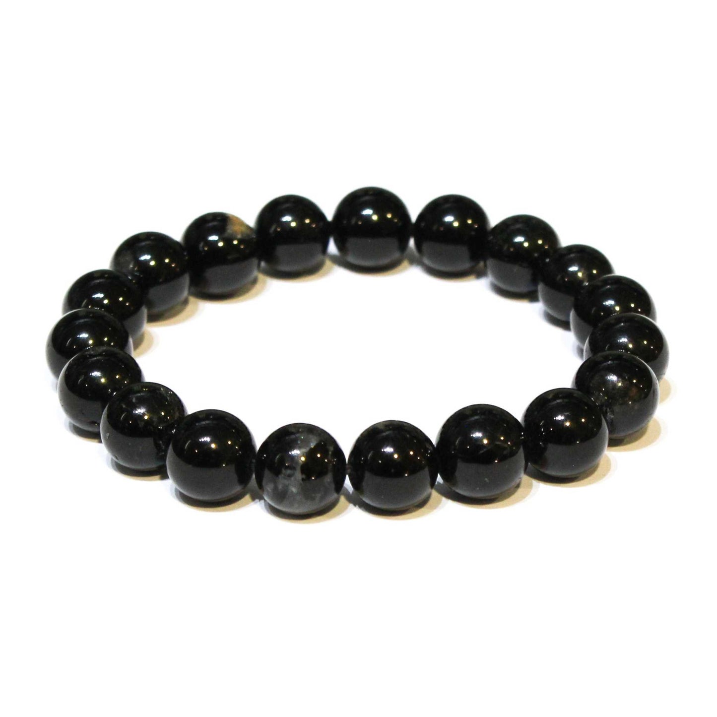 Black Tourmaline Round Bead Bracelet for Energy Filtering & Grounding