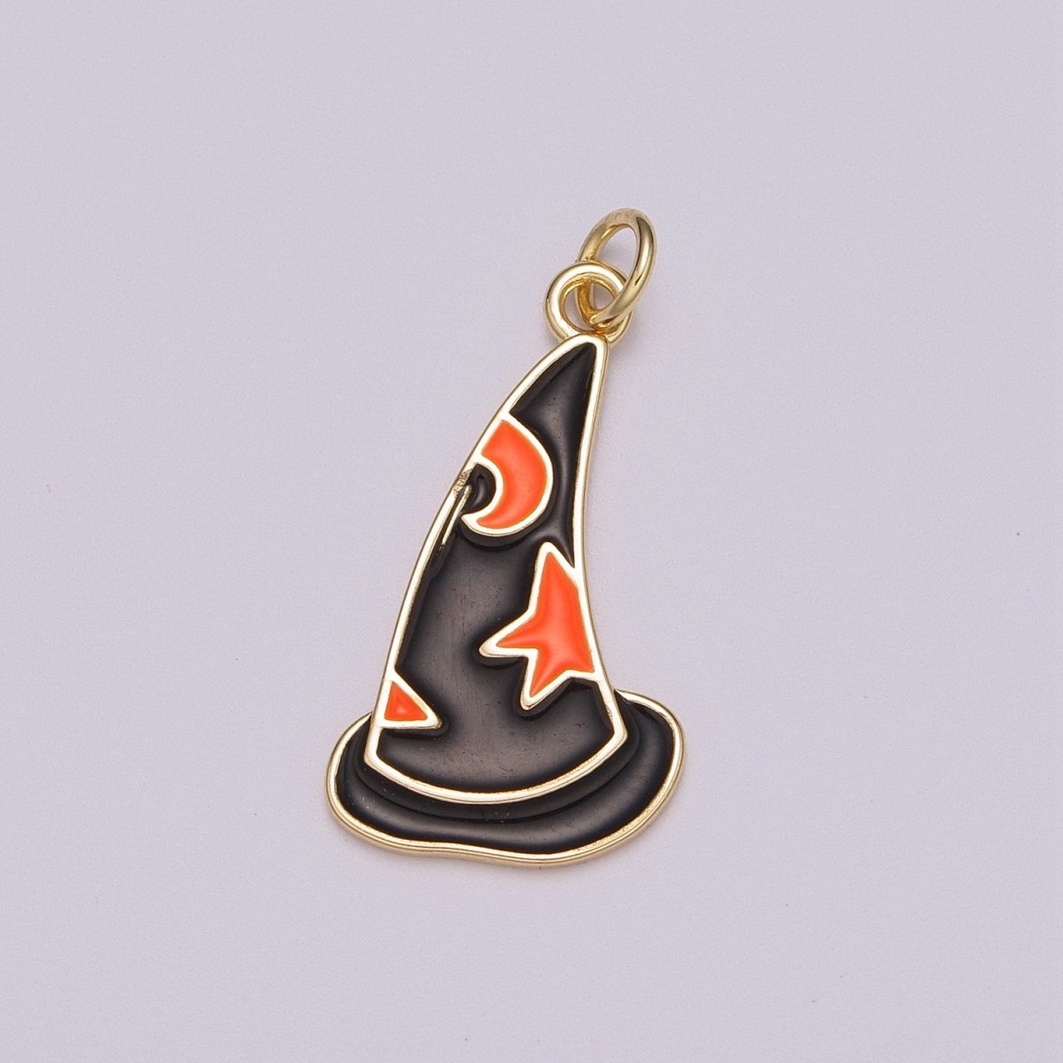 Black Witch Hat Charm Enamel Halloween sorcerers hat Pendant Halloween Jewelry Inspired, M-855