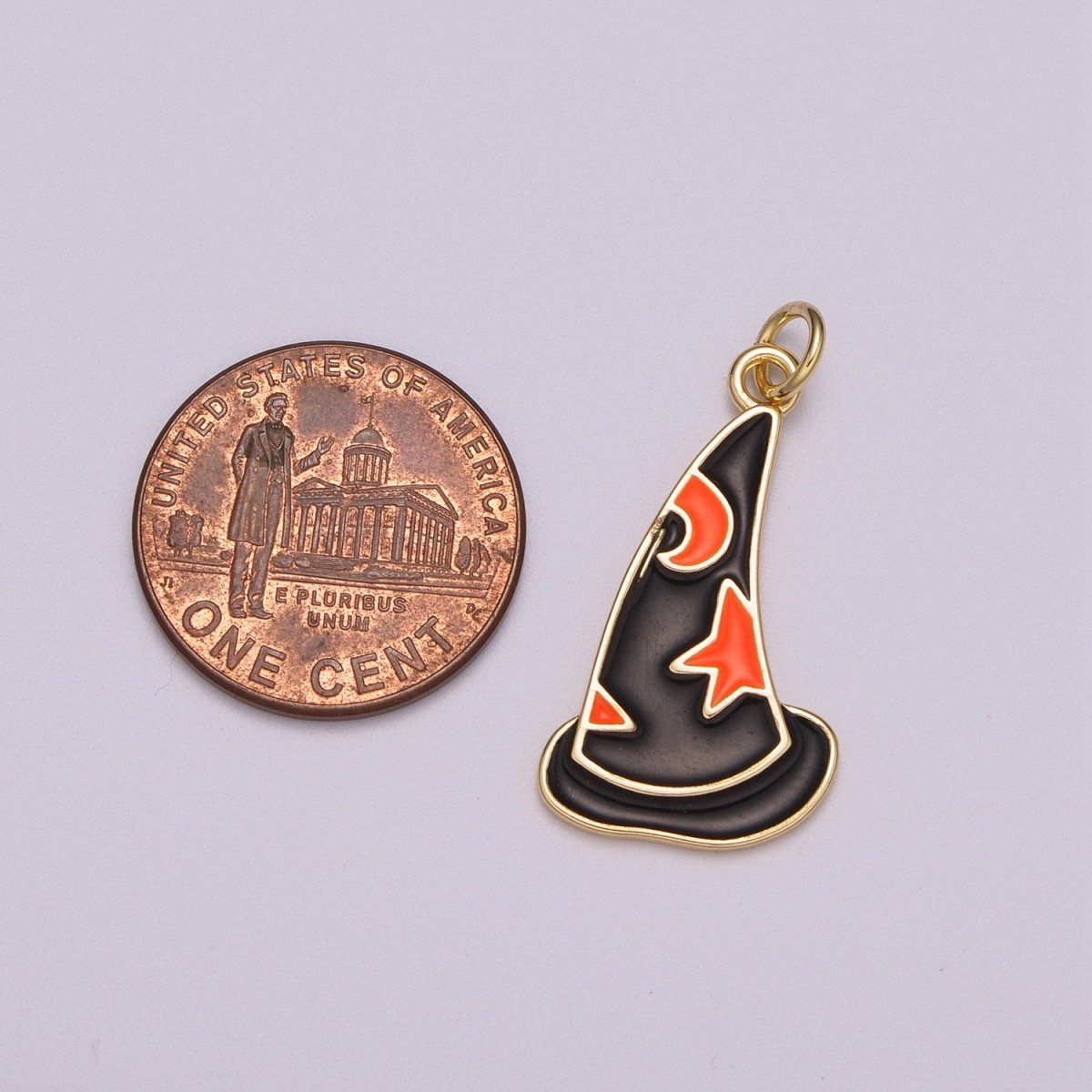 Black Witch Hat Charm Enamel Halloween sorcerers hat Pendant Halloween Jewelry Inspired, M-855