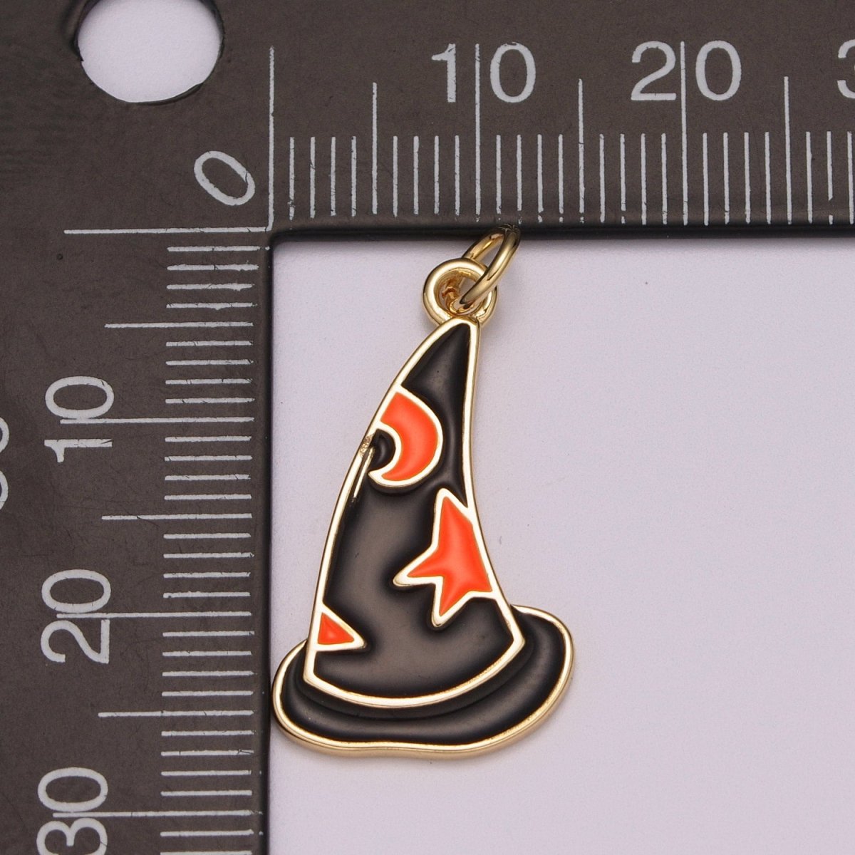 Black Witch Hat Charm Enamel Halloween sorcerers hat Pendant Halloween Jewelry Inspired, M-855