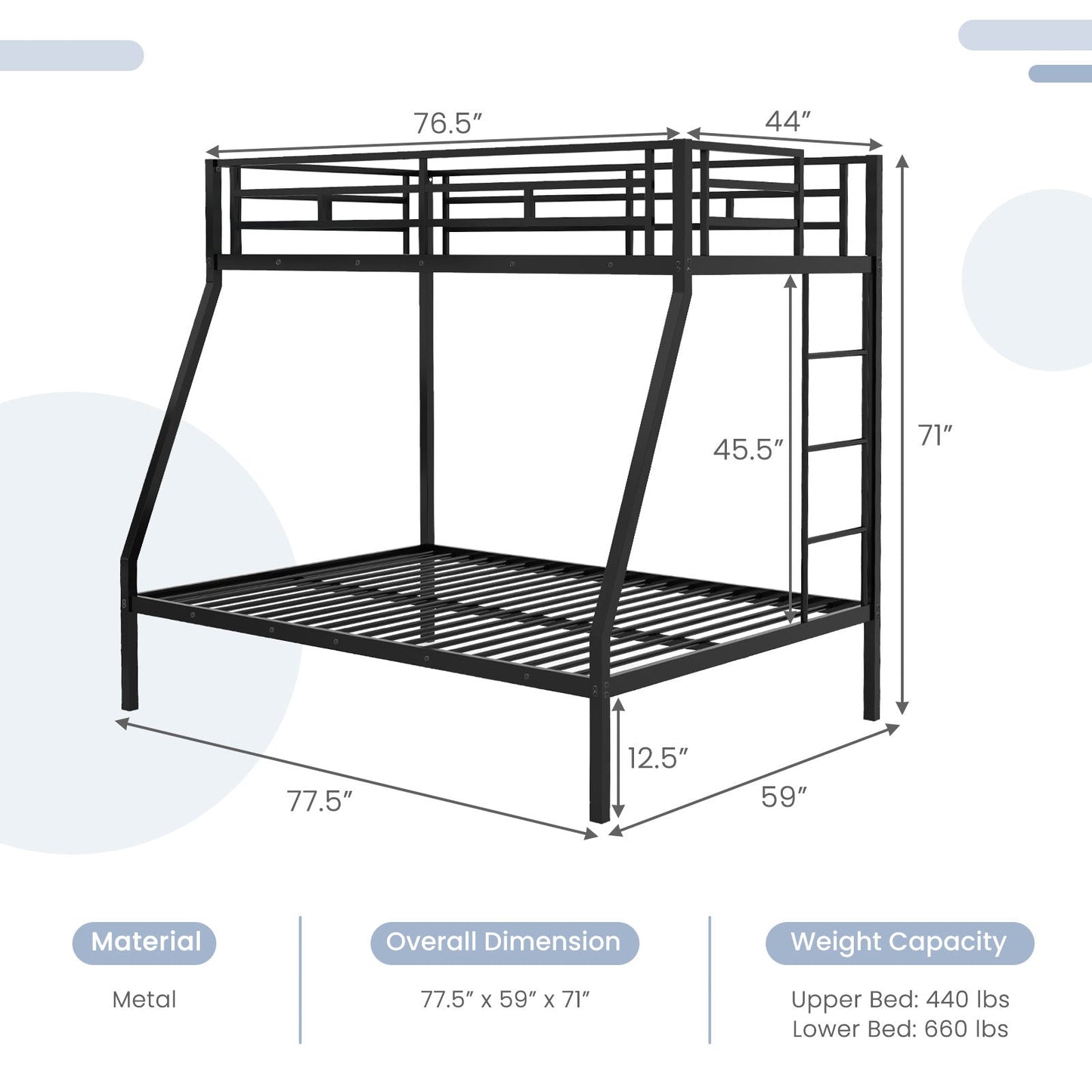 Space-saving Metal Slatted Bed Frame for Teens and Adults Noise-free No Box Spring Needed