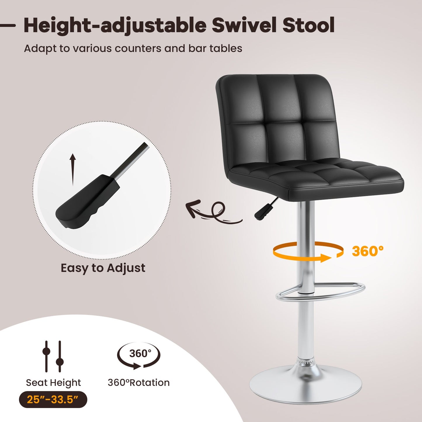 Set of 2 Square Swivel Adjustable