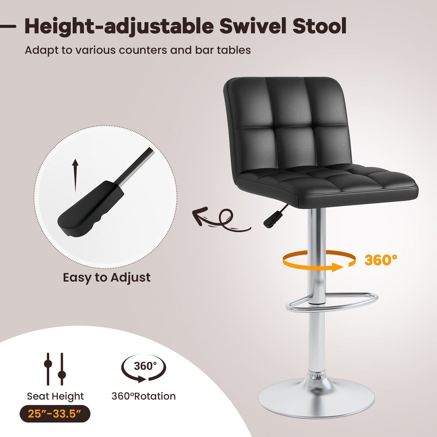 Set of 2 Square Swivel Adjustable