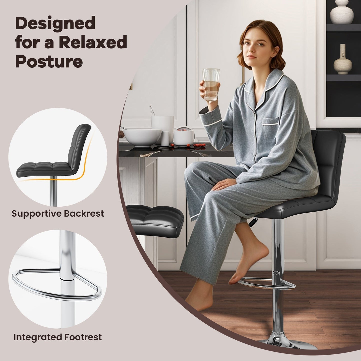 Set of 2 Square Swivel Adjustable