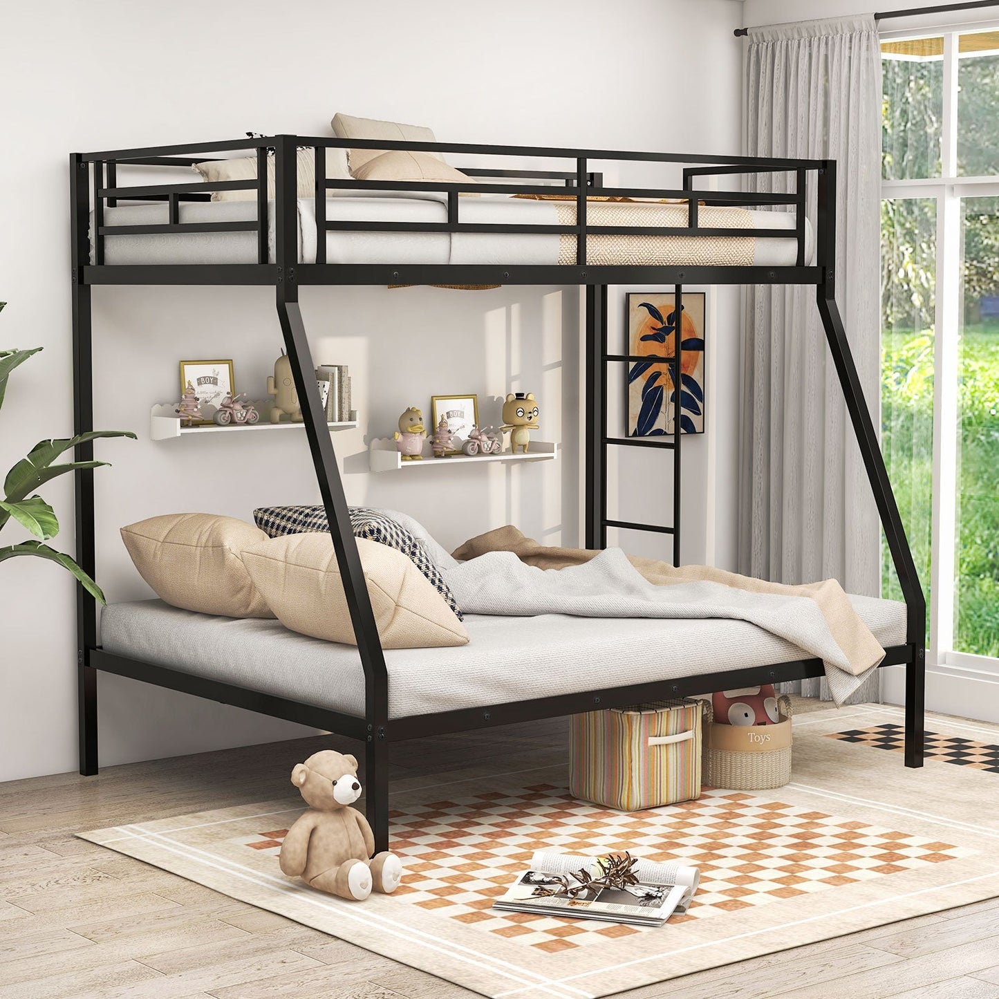 Space-saving Metal Slatted Bed Frame for Teens and Adults Noise-free No Box Spring Needed