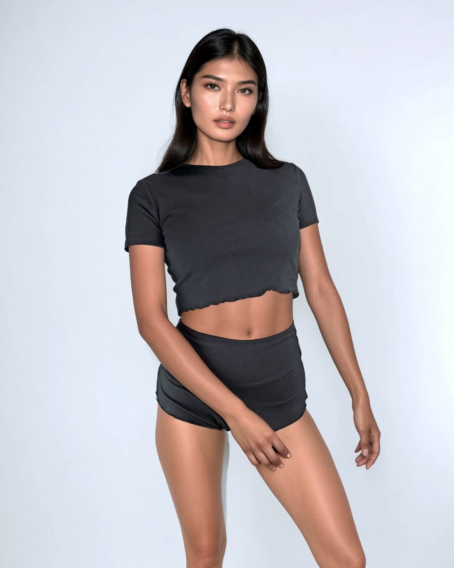 90s Baby Tee - CloudRib™ Black
