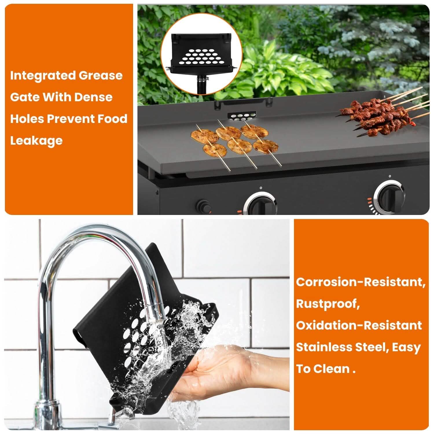 Blackstone Griddle Grease Catcher with  Heat Resistant Hose Stainless Steel