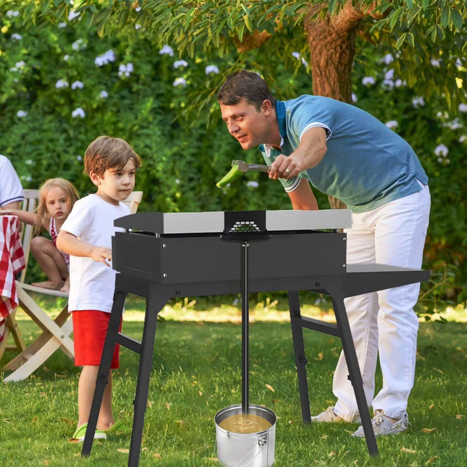 Blackstone Griddle Grease Catcher with  Heat Resistant Hose Stainless Steel