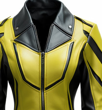 Womens Faux Leather Jacket – Yellow Black Leather Jacket