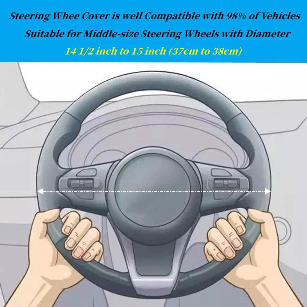 Bling Soft Leather Car Steering Wheel Cover Non-Slip Heat And Cold Protector