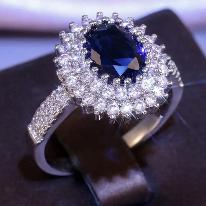 Bague en oxyde de zirconium bleu