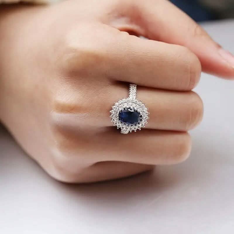 Bague en oxyde de zirconium bleu