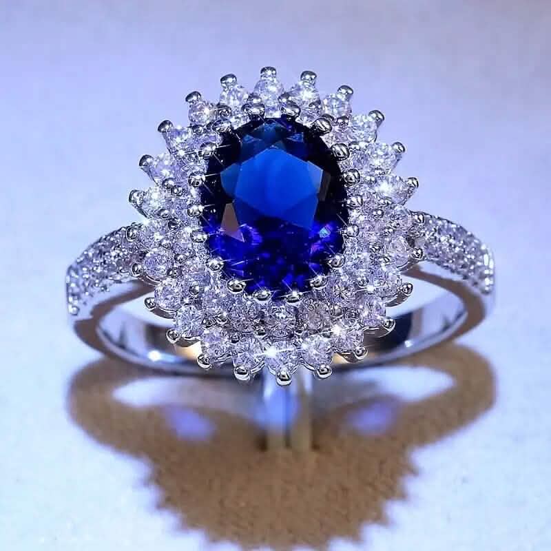 Bague en oxyde de zirconium bleu