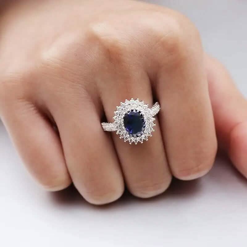 Bague en oxyde de zirconium bleu