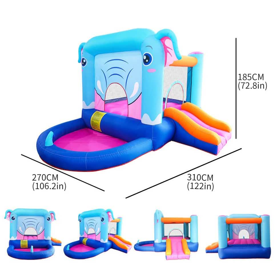 Blue Elephant Bouncy Castle House with 350W Blower