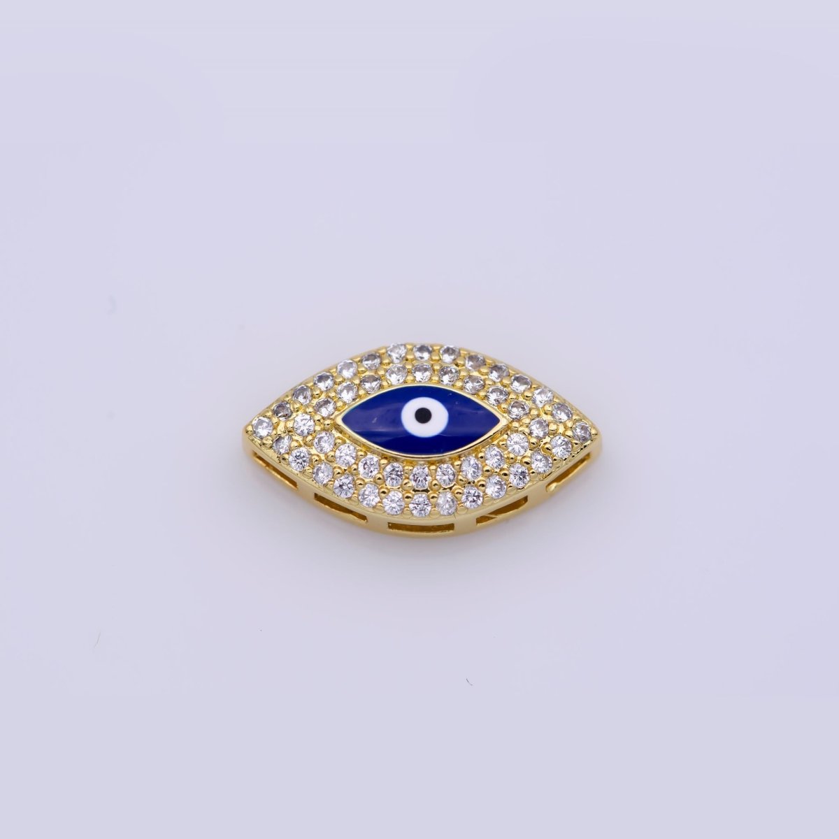 Blue Evil Eye Bead CZ Gold Beads Evil eye Beads Spacer Micro Pave Beads Charm for Bracelet Necklace Supply 18x10mm B-628
