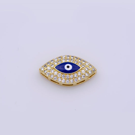Blue Evil Eye Bead CZ Gold Beads Evil eye Beads Spacer Micro Pave Beads Charm for Bracelet Necklace Supply 18x10mm B-628