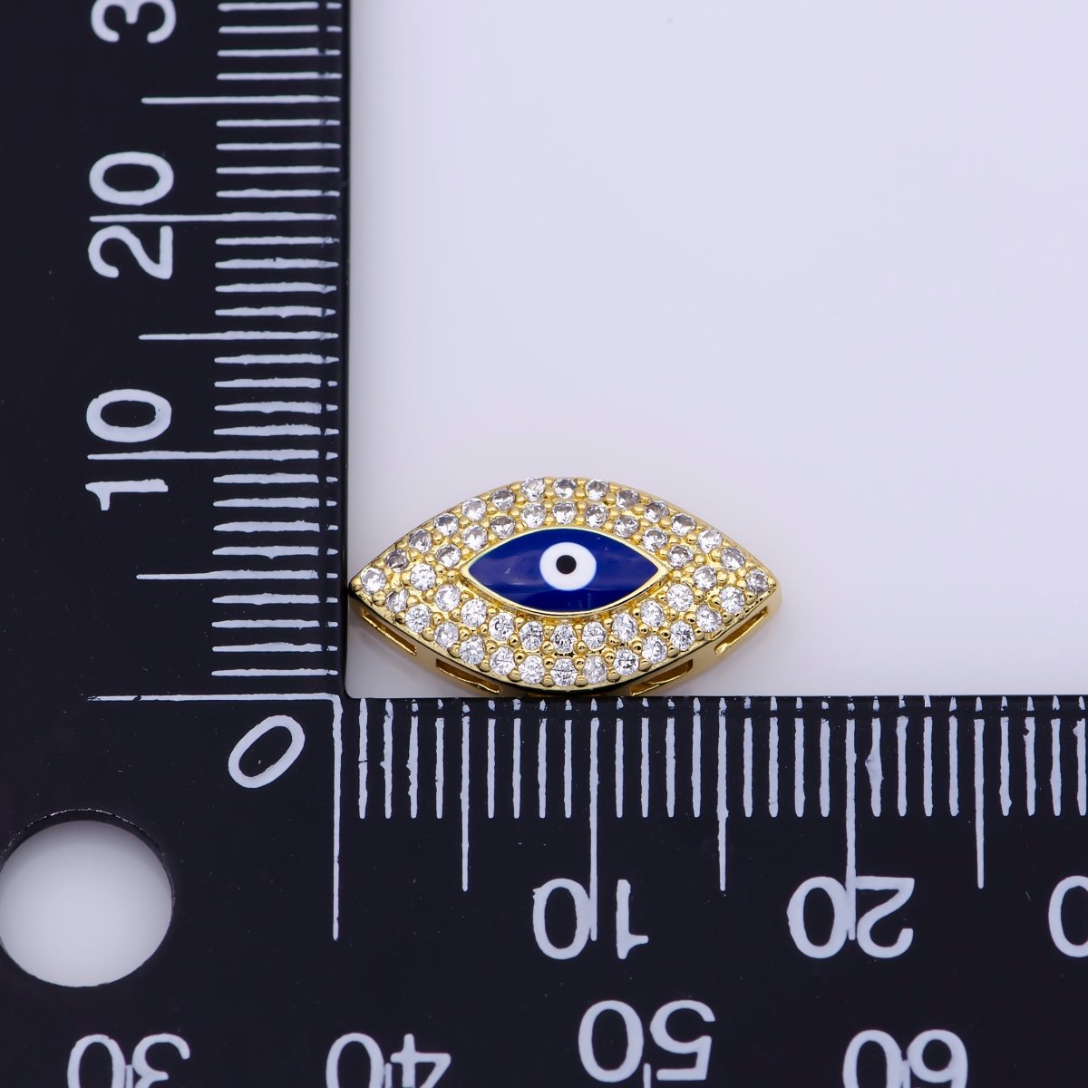 Blue Evil Eye Bead CZ Gold Beads Evil eye Beads Spacer Micro Pave Beads Charm for Bracelet Necklace Supply 18x10mm B-628