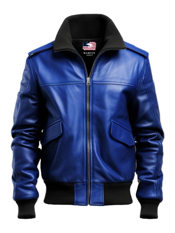 Blue Jacket – Blue Faux Leather Jacket