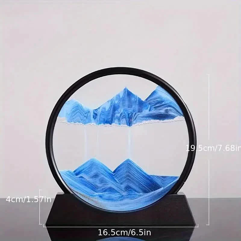 Ornement d'art en verre Quicksand bleu - Peinture au sable mouvant 3D