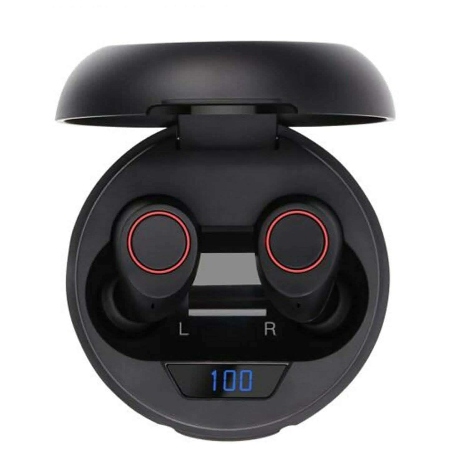 Bluetooth 5.0 Wireless Headset Deep Bass Stereo Earbuds LCD Power Display