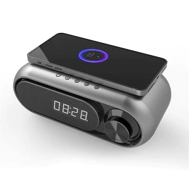 Chargeur sans fil avec réveil et enceinte Bluetooth