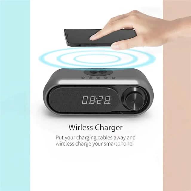 Chargeur sans fil avec réveil et enceinte Bluetooth