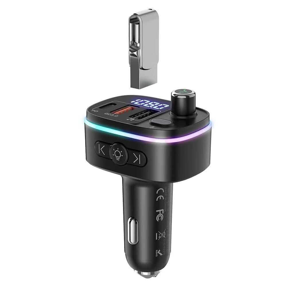 Transmetteur FM Bluetooth V5.0 Chargeur de voiture USB
