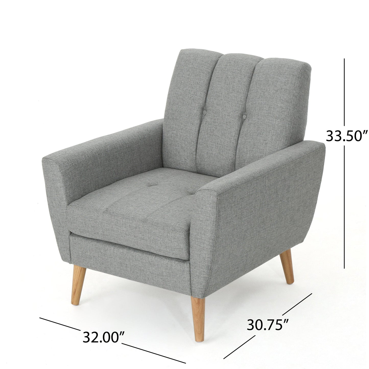 Mid Century Fabric Channel Stitch Club Chair