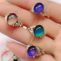 Boho Style Color Changing Mood Stone Cuff Rings
