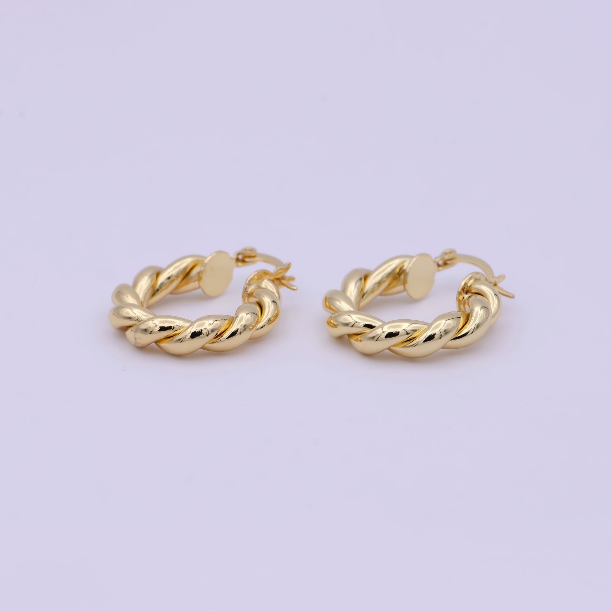 Bold Rope Design Gold hoop Twisted Earring 25mm Everyday Wear Jewelry T-260