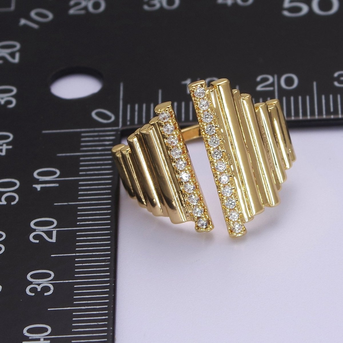 Bold Statement Ring Gold CZ Stackable Ring O-2032