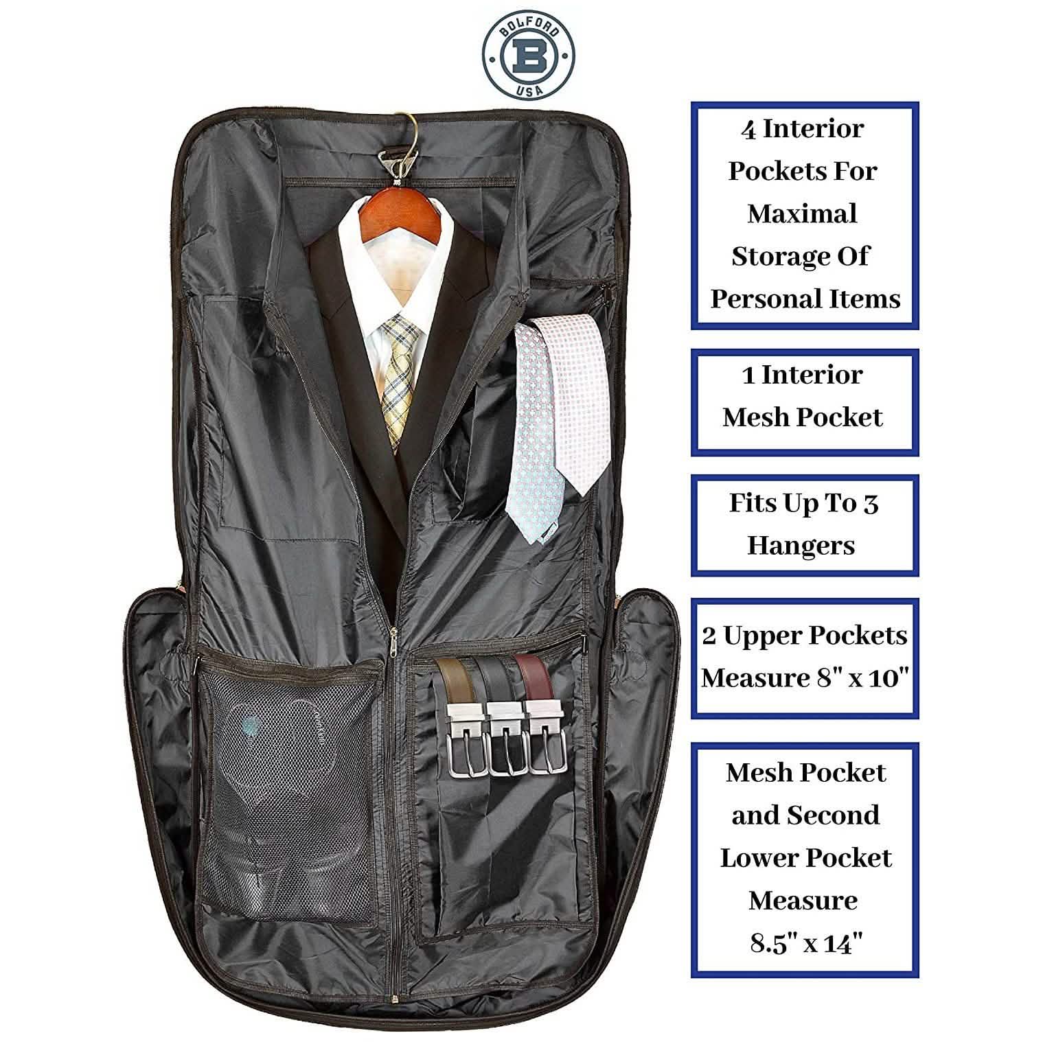 Bolford Housse à vêtements de voyage pour voyages d'affaires avec compartiment rembourré pour ordinateur portable