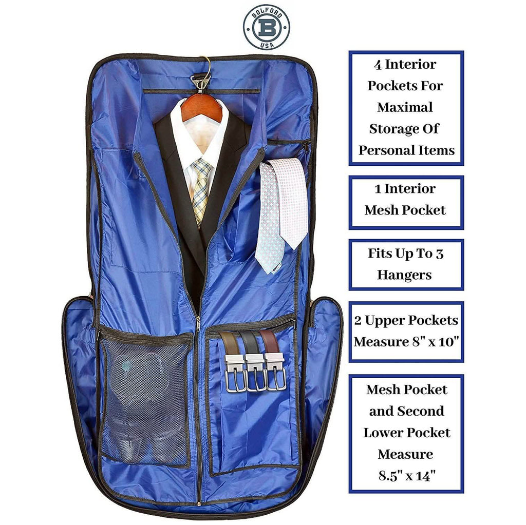 Bolford Housse à vêtements de voyage pour voyages d'affaires avec compartiment rembourré pour ordinateur portable