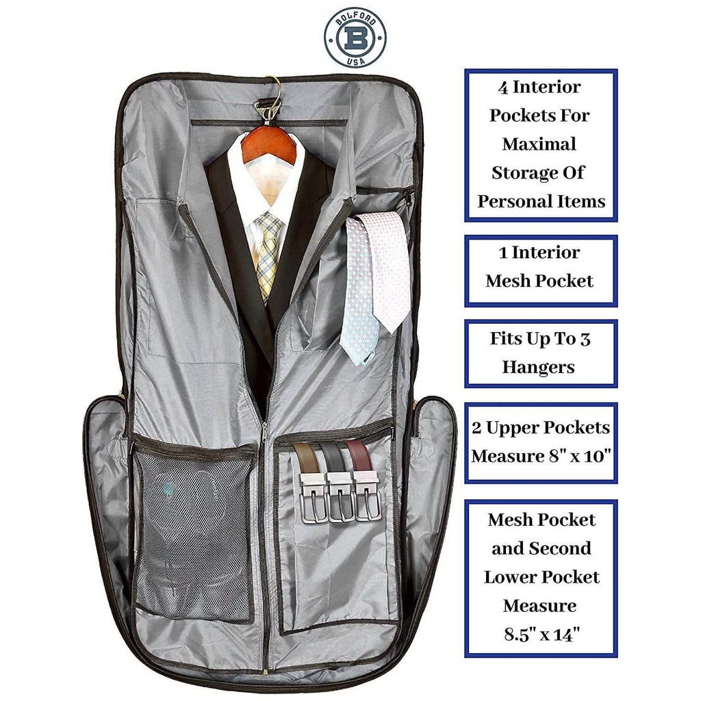 Bolford Housse à vêtements de voyage pour voyages d'affaires avec compartiment rembourré pour ordinateur portable