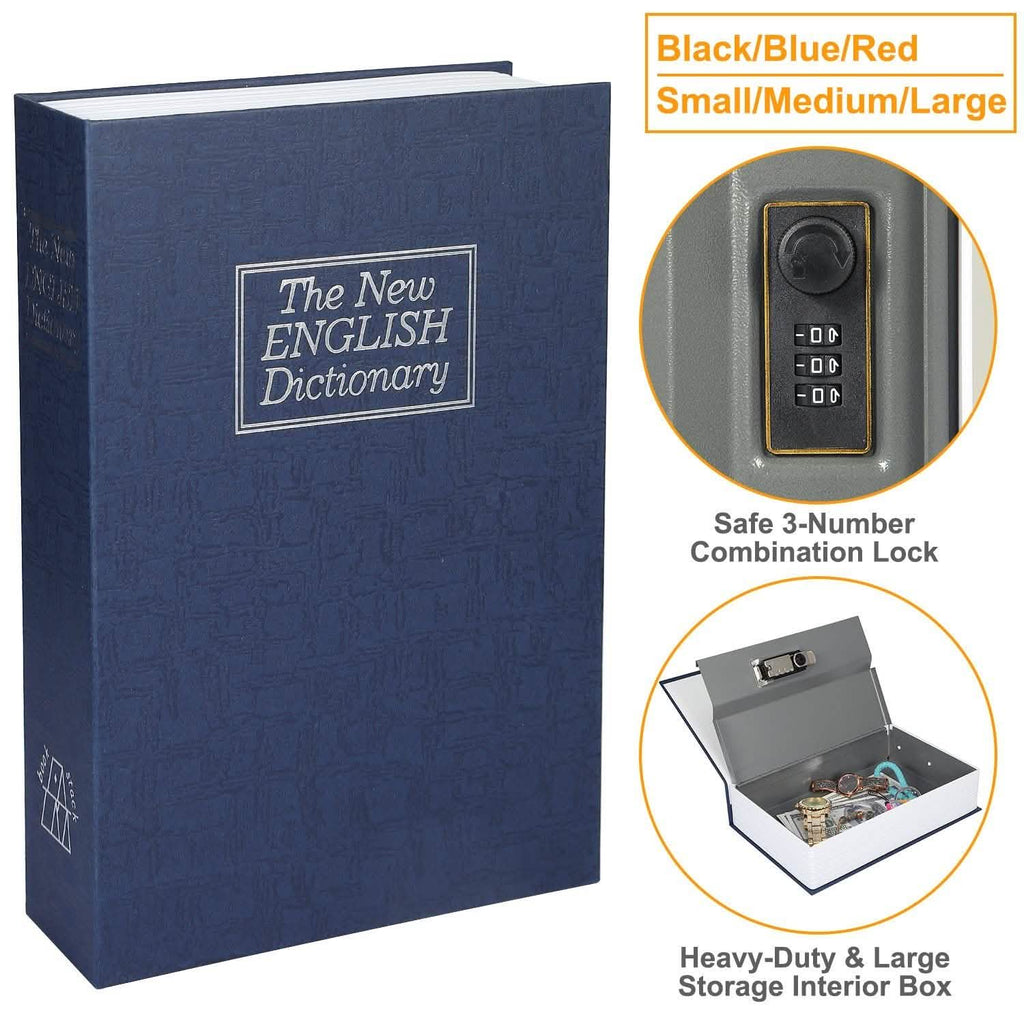 Book Safe with 3-Digit Combination Lock Storage Box