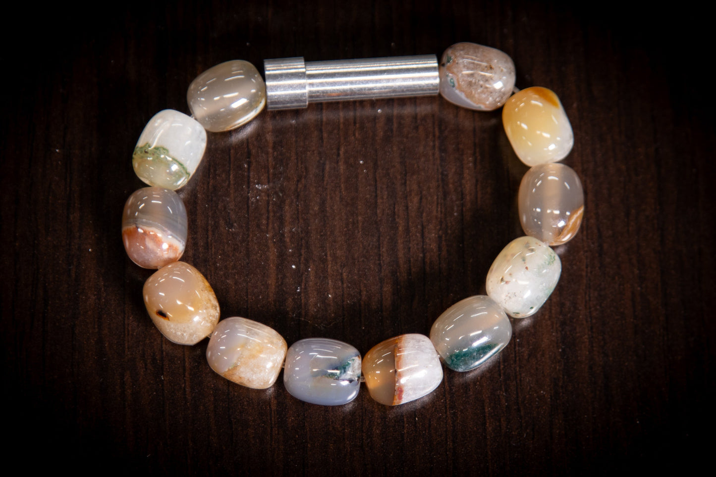 Agate Barrel Healing Bracelet for Hair Fur or Ash