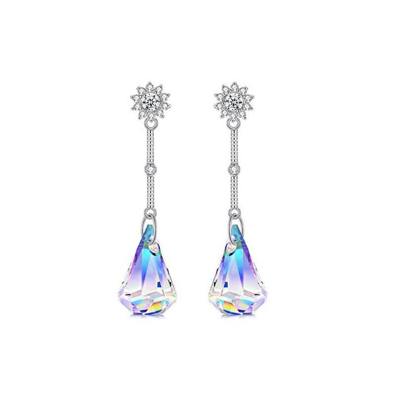 Aurora Borealis Crystal Drop Earrings made with Swarovski Elements