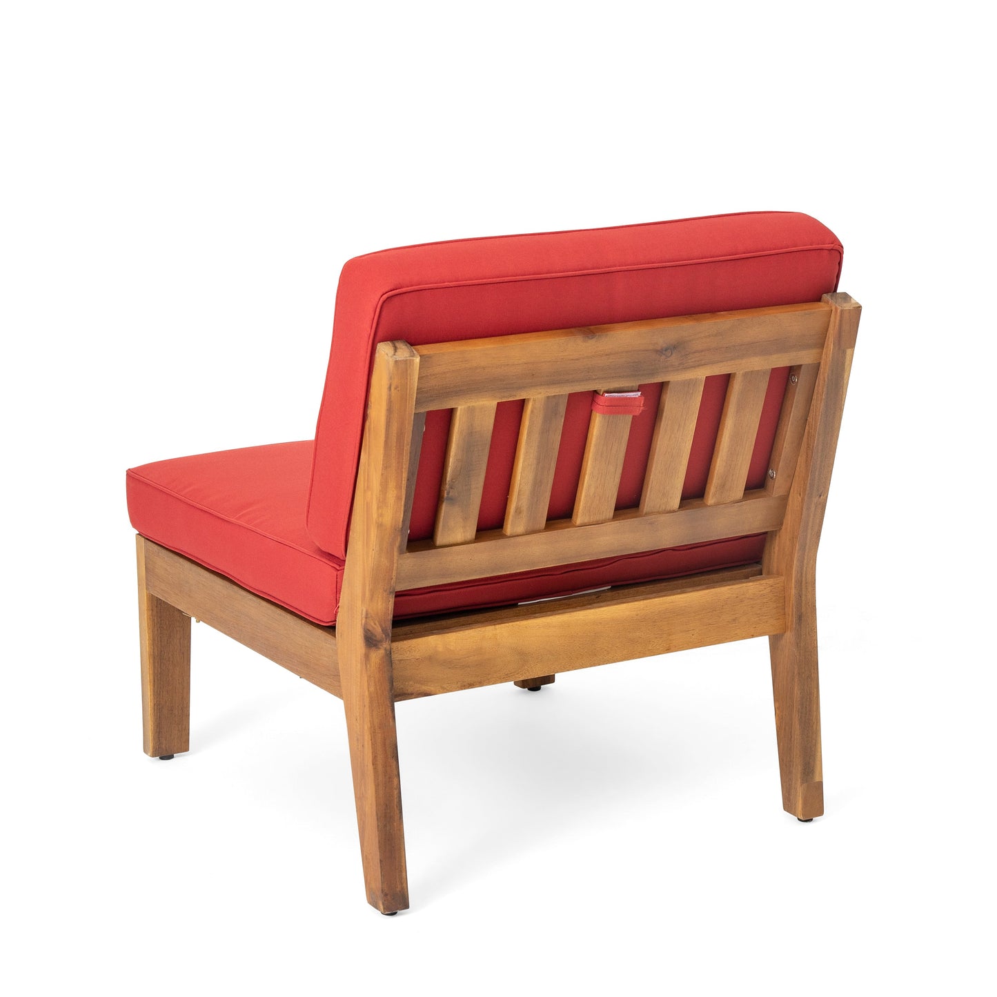 Grenada 8 Seater Acacia Wood Sectional Sofa Set, Teak+Red