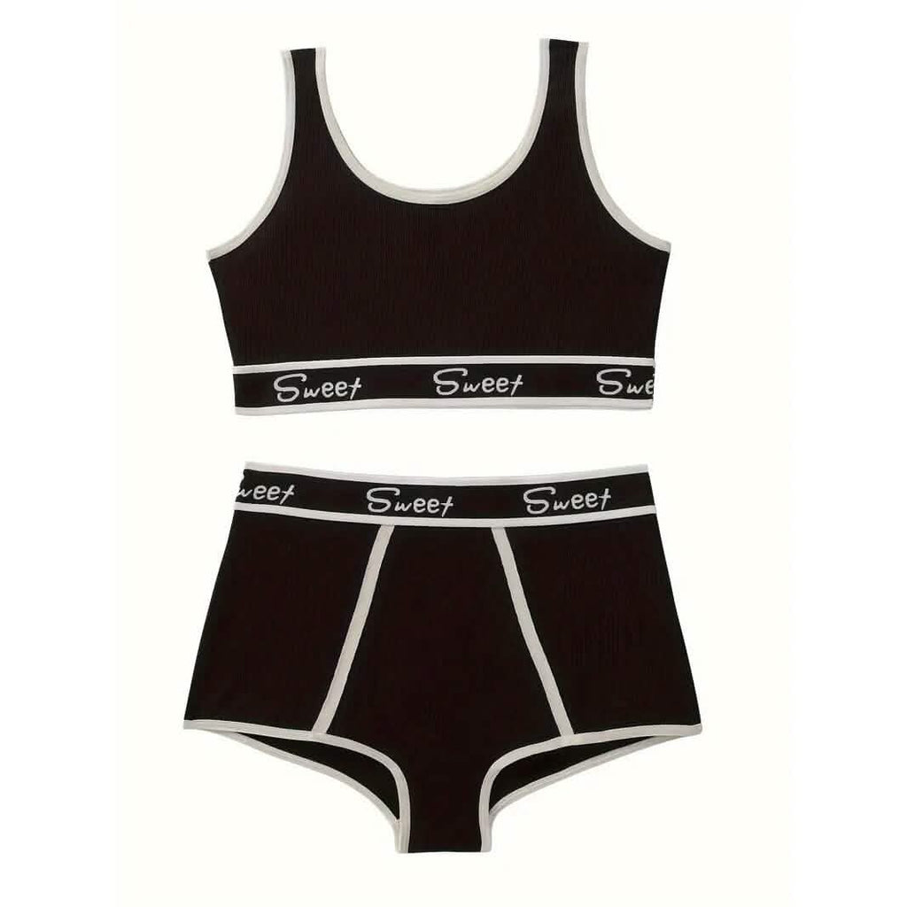 Breathable Solid Sports Push Up Bra and Panties Lingerie Set