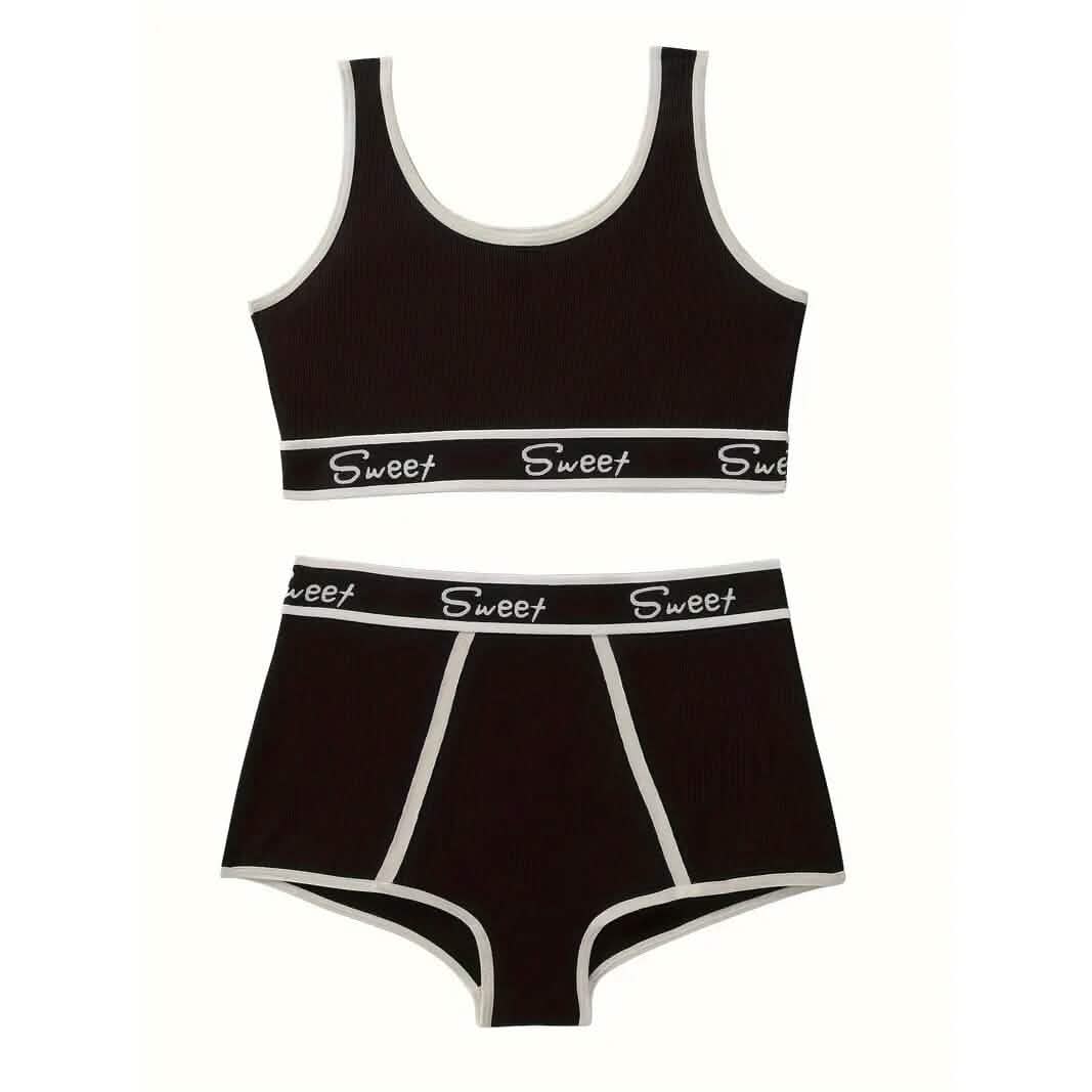 Breathable Solid Sports Push Up Bra and Panties Lingerie Set