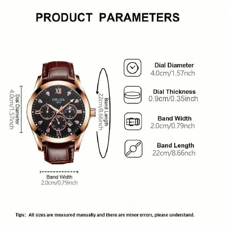 Montre-bracelet à quartz en cuir marron