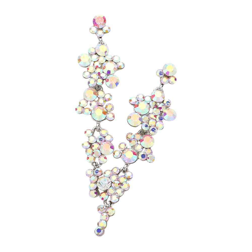 Women's Bubble Stone Cluster Dangle Evening Earrings
