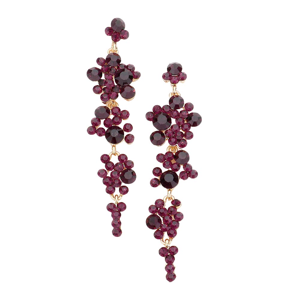 Women's Bubble Stone Cluster Dangle Evening Earrings