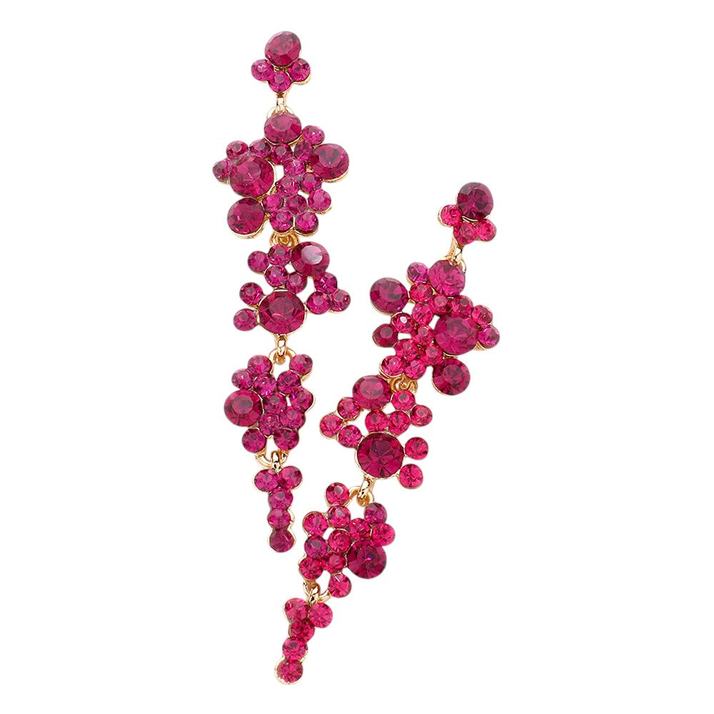 Women's Bubble Stone Cluster Dangle Evening Earrings