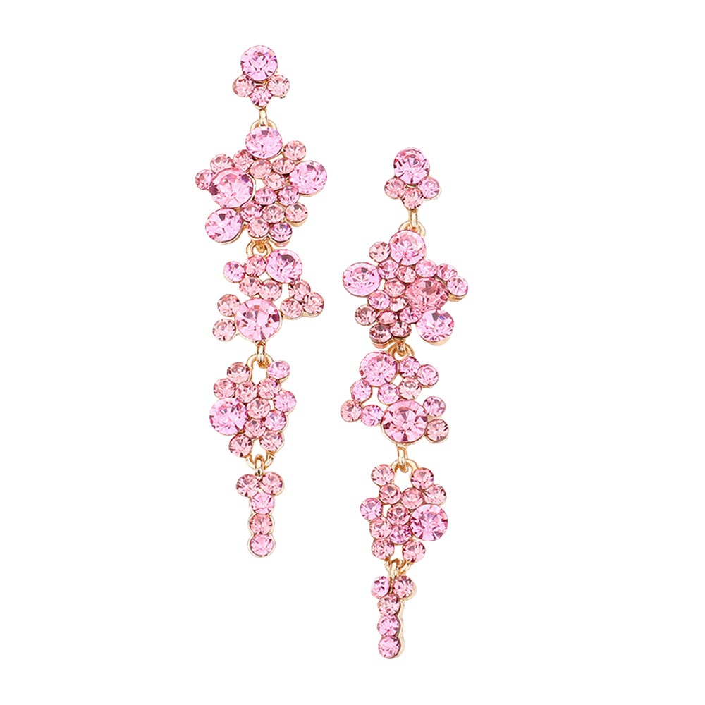 Women's Bubble Stone Cluster Dangle Evening Earrings
